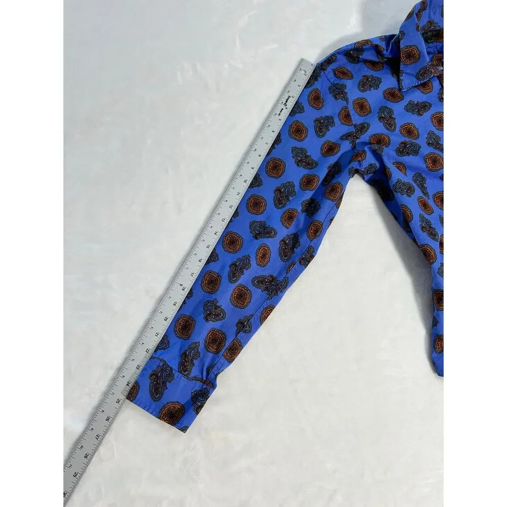 Vintage J Crew Oarsmen Men's Medium Blue Paisley